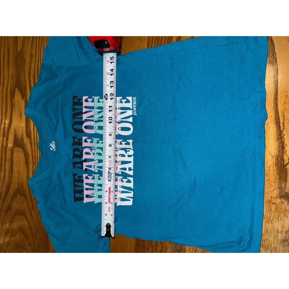Justice Girls‎ Teal We Are One Graphic T Shirt Size M 10 Youth